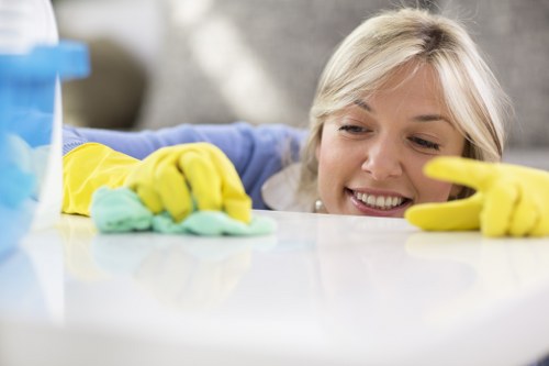 Freshly cleaned mattress with protective bedding in place